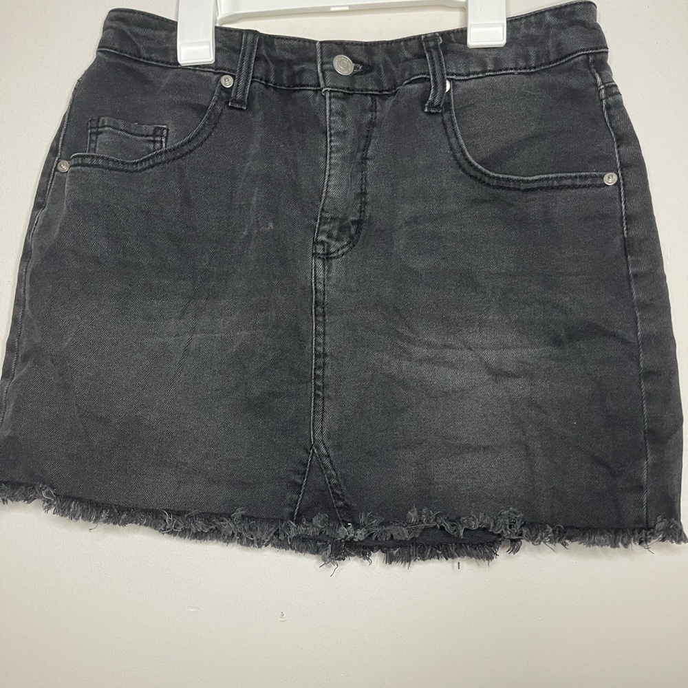 Black jean mini skirt
